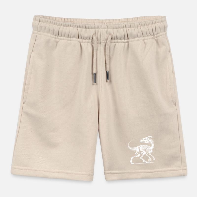 Dinosaur Raptor with Backbone Bones Kids Organic Sweat Shorts by Stanley/Stella