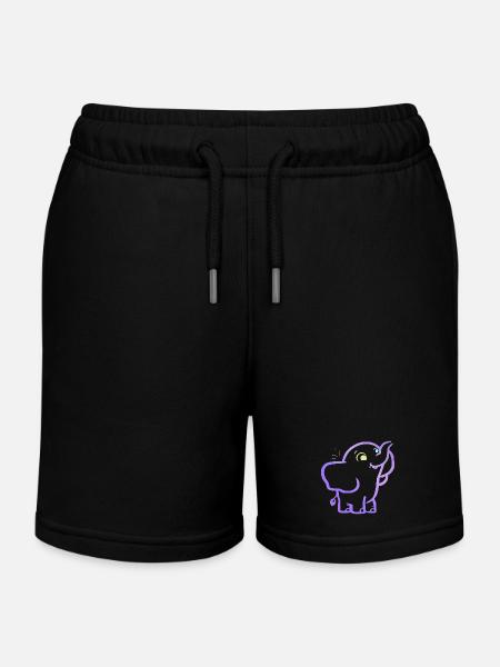 Éléphant outline violet joyeux - Short de jogging enfant bio Stanley/Stella - noir
