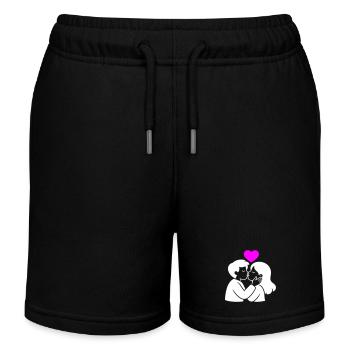 In Love Couple Heart Love - Kids Organic Sweat Shorts by Stanley/Stella - black - Front