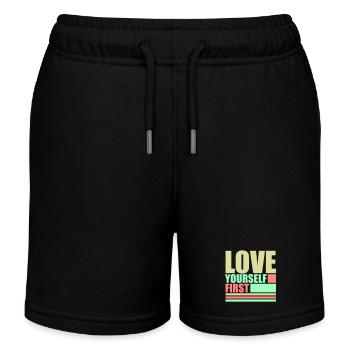 Love Yourself First Self-Love Self-Care - Kids Organic Sweat Shorts by Stanley/Stella - black - Front