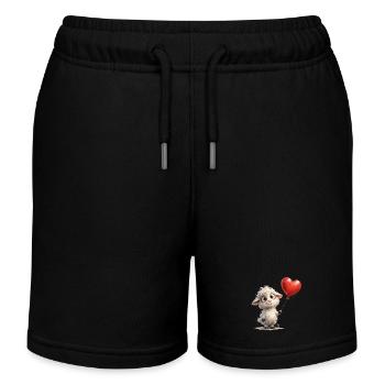 Lamm mit Herzballon - Kinder Organic Joggingshorts Mini Bolter von Stanley/Stella - Schwarz - Vorne