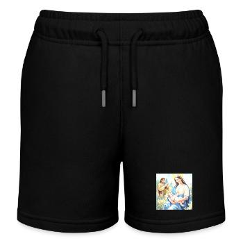 Nativity of Jesus - The Holy Family - Kids Organic Sweat Shorts by Stanley/Stella - black - Front