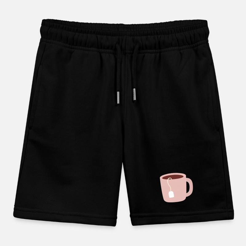 Pastel Pink Tea Mug Illustration Kids Organic Sweat Shorts by Stanley/Stella