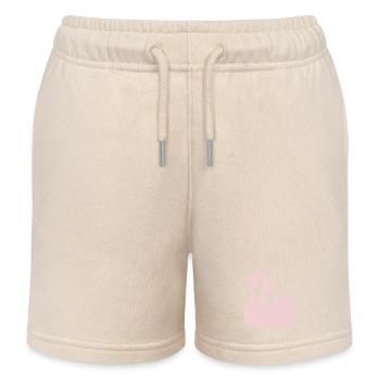 Pixel Swan Pink Silhouette - Kinder Organic Joggingshorts Mini Bolter von Stanley/Stella - Natur - Vorne