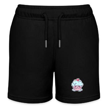 Kawaii Cupcake with Blue Frosting - Kids Organic Sweat Shorts by Stanley/Stella - black - Front