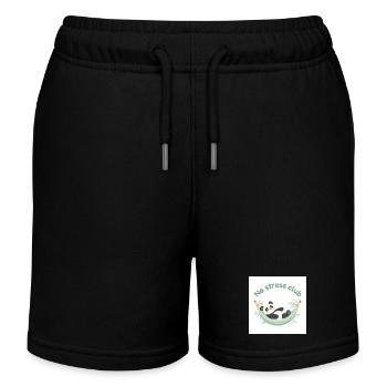 No Stress Club Panda in Hammock - Kids Organic Sweat Shorts by Stanley/Stella - black - Front