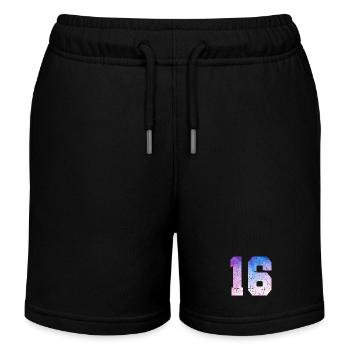 numéro 16 – Cadeau anniversaire 16 ans - Short de jogging enfant bio Stanley/Stella - noir - Devant