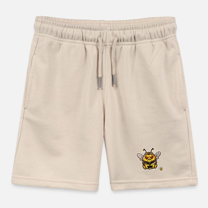 Bionic Edgy Steampunk Cyborg Bee Kids Organic Sweat Shorts by Stanley/Stella