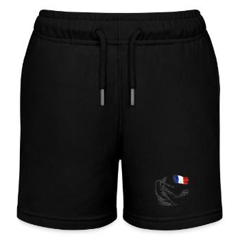 Dynamischer Fußballschuss mit Frankreich Flagge - Kinder Organic Joggingshorts Mini Bolter von Stanley/Stella - Schwarz - Vorne