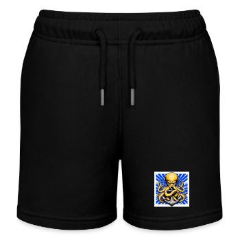 Octopus embraces an Anchor - Kids Organic Sweat Shorts by Stanley/Stella - black - Front