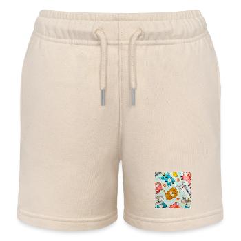 Verspielte Weltraumtier-Collage - Kinder Organic Joggingshorts Mini Bolter von Stanley/Stella - Natur - Vorne