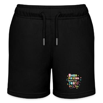 Jesus loves you positive message - Kids Organic Sweat Shorts by Stanley/Stella - black - Front