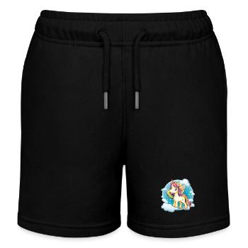 Regenbogen Einhorn Wolkenzauber - Kinder Organic Joggingshorts Mini Bolter von Stanley/Stella - Schwarz - Vorne
