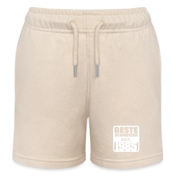 Schwester 1985 - Kinder Organic Joggingshorts Mini Bolter von Stanley/Stella - Natur - Vorne