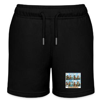 Relaxing Fishing Comic: Big Catch Lesson - Kids Organic Sweat Shorts by Stanley/Stella - black - Front