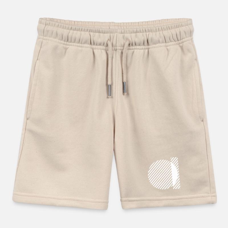 Geometric Stripe Circles Monochrome Pattern Kids Organic Sweat Shorts by Stanley/Stella