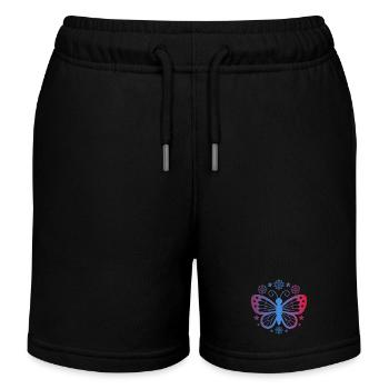 Gradient butterfly with flowers - Kids Organic Sweat Shorts by Stanley/Stella - black - Front