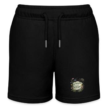 Wildblumen statt Rasen - Kinder Organic Joggingshorts Mini Bolter von Stanley/Stella - Schwarz - Vorne