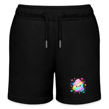 Bonheur du cœur en canne d’orge arc-en-ciel - Short de jogging enfant bio Stanley/Stella - noir - Devant