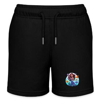 Sea musician with microphone - Kids Organic Sweat Shorts by Stanley/Stella - black - Front