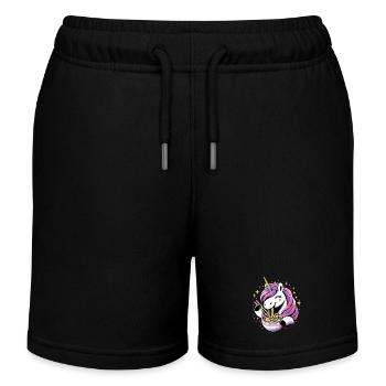 Glückliches Kawaii Einhorn isst Ramen Nudeln - Kinder Organic Joggingshorts Mini Bolter von Stanley/Stella - Schwarz - Vorne