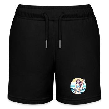 Surf-Diva bei Sonnenuntergang - Kinder Organic Joggingshorts Mini Bolter von Stanley/Stella - Schwarz - Vorne