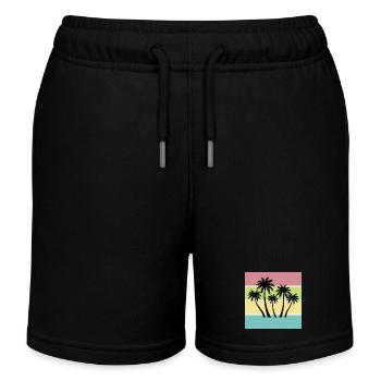 Summer T-shirt Palm trees Retro Style Vintage - Kids Organic Sweat Shorts by Stanley/Stella - black - Front