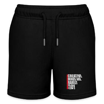 Les esprits créatifs sont rarement bien rangés Logo créatif drôle - Short de jogging enfant bio Stanley/Stella - noir - Devant