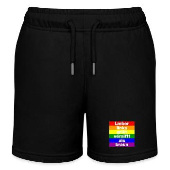 ICH BIN GERNE LINKS GRÜN VERSIFFT, NO NZS, FRIEDEN - Kinder Organic Joggingshorts Mini Bolter von Stanley/Stella - Schwarz - Vorne