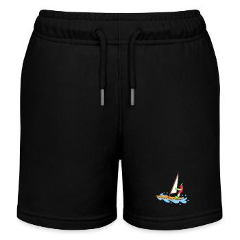 Funny chili sailing - Kids Organic Sweat Shorts by Stanley/Stella - black - Front