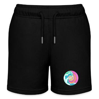 Surfskate motif in pink yellow with waves - Kids Organic Sweat Shorts by Stanley/Stella - black - Front