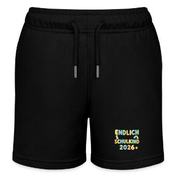 Endlich Schulkind 2026 - Buntes 3D Bubble Design - Kinder Organic Joggingshorts Mini Bolter von Stanley/Stella - Schwarz - Vorne