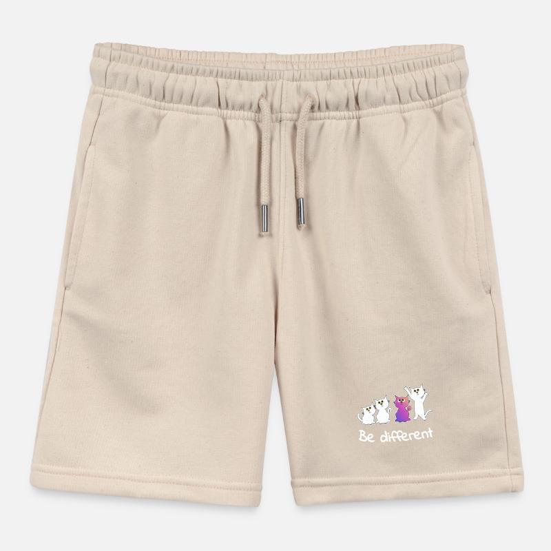 be different Lady Cat Animals Kitten Somme Trend Kids Organic Sweat Shorts by Stanley/Stella