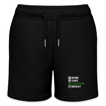 Travailler, économiser, caravaner, répéter - Camping Spruch - Short de jogging enfant bio Stanley/Stella - noir - Devant