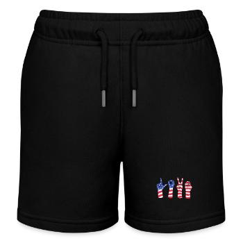 Sign language sign ASL deaf - Kids Organic Sweat Shorts by Stanley/Stella - black - Front