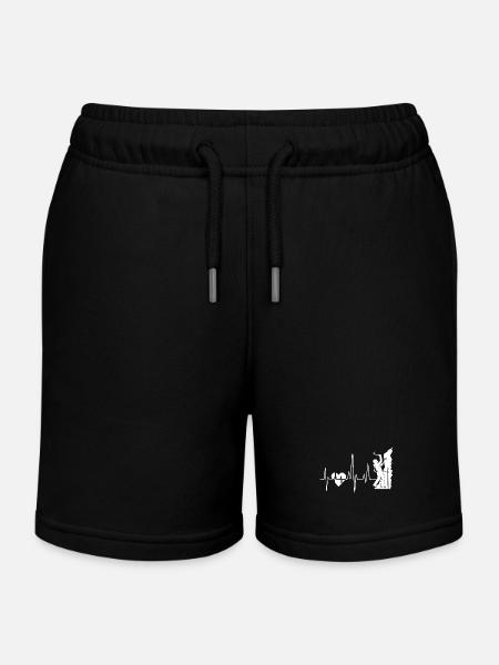 Rock Climbing Heartbeat - Kids Organic Sweat Shorts by Stanley/Stella - black