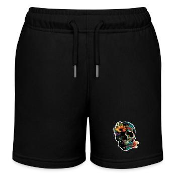 Menschlicher Schädel & Blumen 40 - Kinder Organic Joggingshorts Mini Bolter von Stanley/Stella - Schwarz - Vorne
