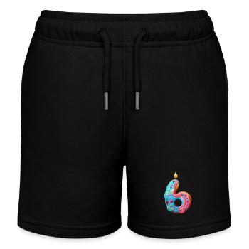 NUMMER 6 KUCHEN SWEET 6. GEBURTSTAG - Kinder Organic Joggingshorts Mini Bolter von Stanley/Stella - Schwarz - Vorne