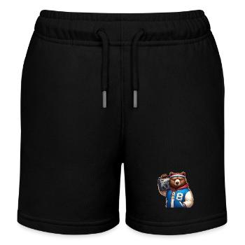 Illustration stylisée d’un ours cool - Short de jogging enfant bio Stanley/Stella - noir - Devant