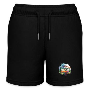 Camping Camper Wohnwagen - Kinder Organic Joggingshorts Mini Bolter von Stanley/Stella - Schwarz - Vorne