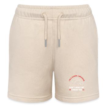 Bookworm Library Reading - Kids Organic Sweat Shorts by Stanley/Stella - soft Ecru - Front