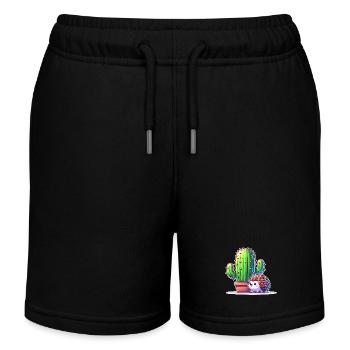 Igel Kaktus - Kinder Organic Joggingshorts Mini Bolter von Stanley/Stella - Schwarz - Vorne