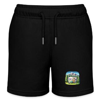 Camping Camper Wohnwagen - Kinder Organic Joggingshorts Mini Bolter von Stanley/Stella - Schwarz - Vorne