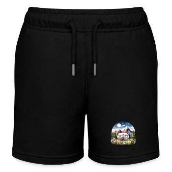 Camping Camper Wohnwagen - Kinder Organic Joggingshorts Mini Bolter von Stanley/Stella - Schwarz - Vorne