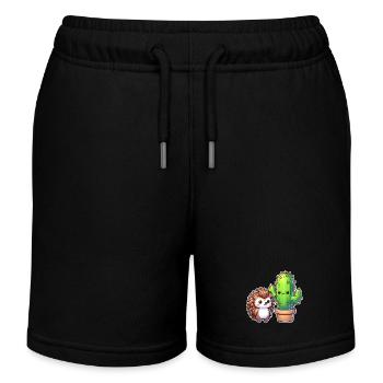 Igel Kaktus - Kinder Organic Joggingshorts Mini Bolter von Stanley/Stella - Schwarz - Vorne