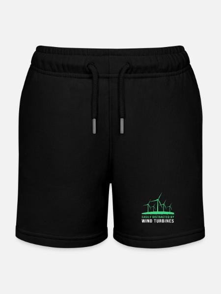 Wind Power Wind Turbine Wind Energy - Kids Organic Sweat Shorts by Stanley/Stella - black
