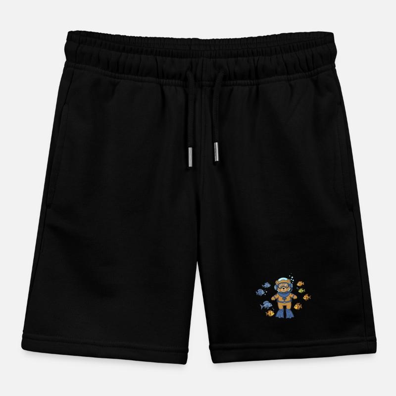 Teddy Bear Diver Kids Organic Sweat Shorts by Stanley/Stella