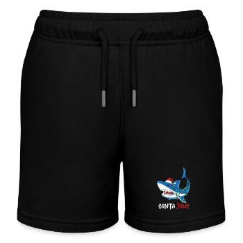 Santa Jaws Funny Shark Christmas Shirts - Kids Organic Sweat Shorts by Stanley/Stella - black - Front