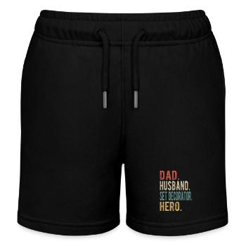 Set Dekorateur Papa Ehemann Held - Kinder Organic Joggingshorts Mini Bolter von Stanley/Stella - Schwarz - Vorne