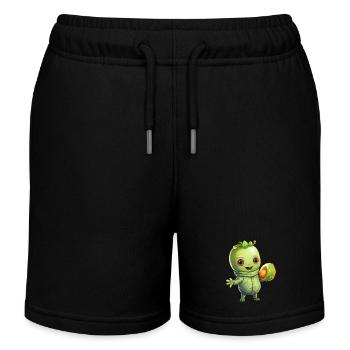 Green Alien Meets Avocado: Healthy - Kids Organic Sweat Shorts by Stanley/Stella - black - Front